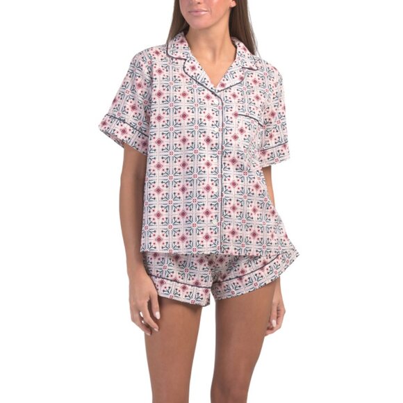 LATTE LOVE Multicolor Tile Printed Shorts Pajama Set - Picture 1 of 1